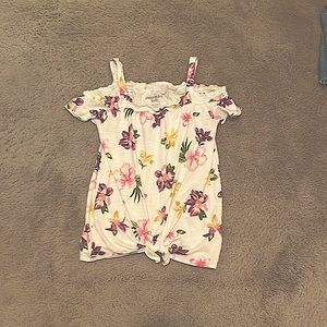 abercromie kids size 13/14 white off the shoulder tropical flower top